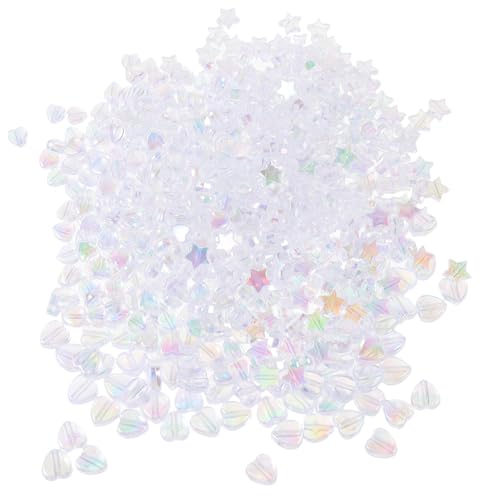 Tofficu 400 Stück Acryl Perlen Herz Stern Formen mit DIY Schmuck Bastelset für Armbänder Schlüsselanhänger Handyketten Transparente Spacer Perlen für Individuelle Charms Tofficu 400 Stück Acryl Perlen Herz Stern Formen mit DIY Schmuck Bastelset für Armbänder Schlüsselanhänger Handyketten Transparente Spacer Perlen für Individuelle Charms von Tofficu