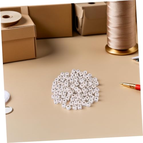 Tofficu 400 Stück Holzbuchstaben Perlen Quadratisch Naturbelassen Sicher für Schmuckherstellung DIY Armbänder Halsketten Schlüsselanhänger Geschenkideen von Tofficu