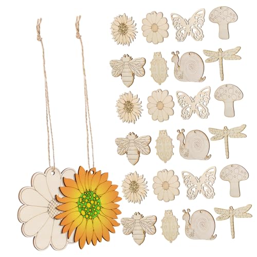 Tofficu 40Stücke Holztiere und Holzanhänger zum Basteln Unvollendete Holzformen mit Jute Seilen für DIY Dekorationen und Wandgestaltung für Handwerk Tofficu 40Stücke Holztiere und Holzanhänger zum Basteln Unvollendete Holzformen mit Jute Seilen für DIY Dekorationen und Wandgestaltung für Handwerk von Tofficu