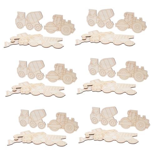 Tofficu 45 Stück DIY Fahrzeugausschnitte Auto Geburtstagsdekoration Unfertige Fahrzeugscheiben Ausschnitte Basteln Rustikales Auto Bastelzubehör Beige Holz von Tofficu