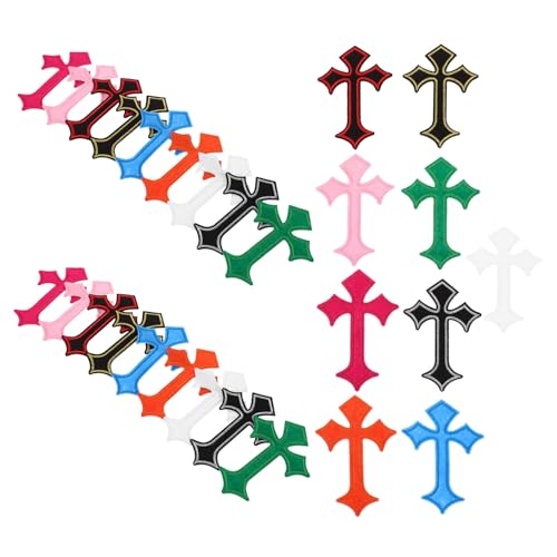 Tofficu 45 Stück Gestickte Stoff aufkleber gestickte Patchapplikation Blumenapplikationen aufnähen Kleidungskreuz -Applikationen Flecken für Hüte überqueren Patches nähen Polyester von Tofficu