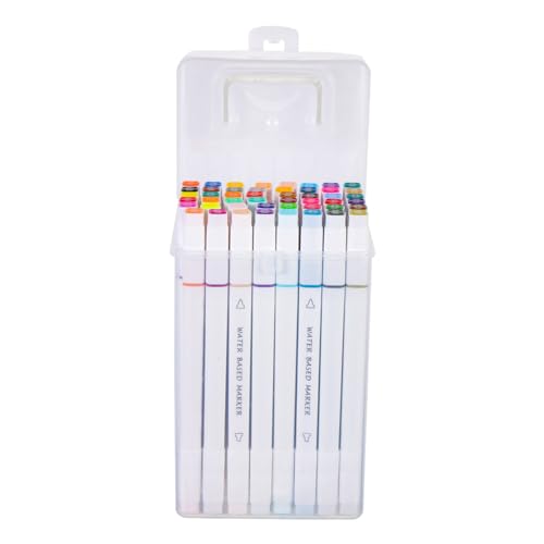 Tofficu 48 Stück Teiliges Marker Stifte Doppelseitig mit Dünner und Dicker Spitze Ergonomisch Gestaltete Filzstifte für Schüler Künstler und Bastler Vielseitige Farbmarker für Malen von Tofficu
