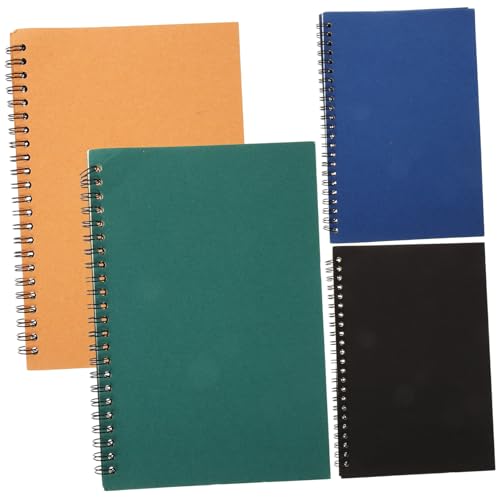 Tofficu 4Stücke Notizbuch aus Kraftpapier Spiral Notizbücher Naturfarben für Kreatives Schreiben Planung und Skizzen Vielseitig Einsetzbar für Schule von Tofficu