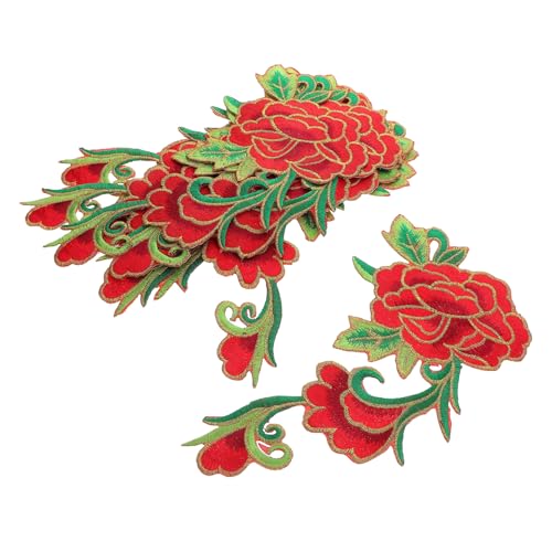Tofficu 5 Paar Bestickte Rosen-applikationen: Diy-nähflicken Zum Reparieren Von Kleidung, Stickerei, Vintage-aufnäher Zum Aufbügeln von Tofficu