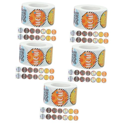 Tofficu 5 Rollen Aufkleber-Etiketten für Belohnungen für Kleinkinder Etiketten Aufkleber belohnungssticker stickerrolle deko Aufkleber für Geschenkverzierung von Tofficu