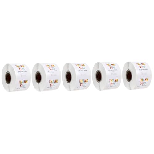 Tofficu 5 Rollen Selbstklebende Aufkleber mit Bunten Dankesstickern für Geschenkverpackungen Dekoration und Aufkleber für Bestellungen für Hochzeiten Partys und von Tofficu