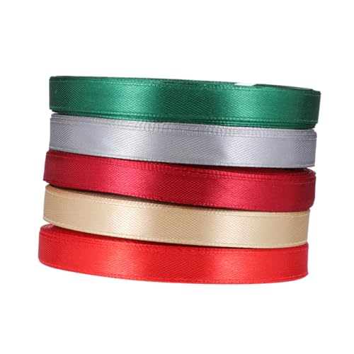 Tofficu 5 Rollen Weihnachtsband Breit Satin Geschenkband für DIY Dekorationen Blumen Schleifen Basteln Geschenkverpackung Festliche Farben Grün Gold Rot Silber Dunkelrot Tofficu 5 Rollen Weihnachtsband Breit Satin Geschenkband für DIY Dekorationen Blumen Schleifen Basteln Geschenkverpackung Festliche Farben Grün Gold Rot Silber Dunkelrot von Tofficu