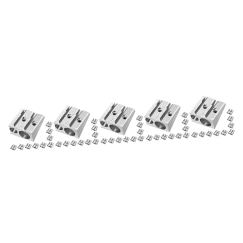 Tofficu 5 Sätze Bleistiftspitzer Mit Doppelloch Anspitzer Doppelloch-bleistiftspitzer Bleistiftschärfer Bleistiftspitzer Mit Zwei Löchern Zeichnung Silver Aluminiumlegierung 10 Stück * 5 von Tofficu