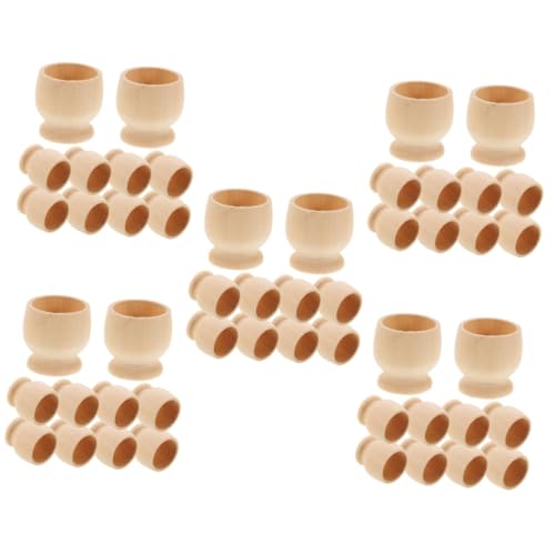 Tofficu 5 Sätze Eierschale Aus Holz Ostereier Für Ostereier Schokolade Party Ostereier Basteln Ostereier Halterung Zum Bemalen Eierbecher Aus Holz Ostereihalter Beige 10 Stück * 5 von Tofficu