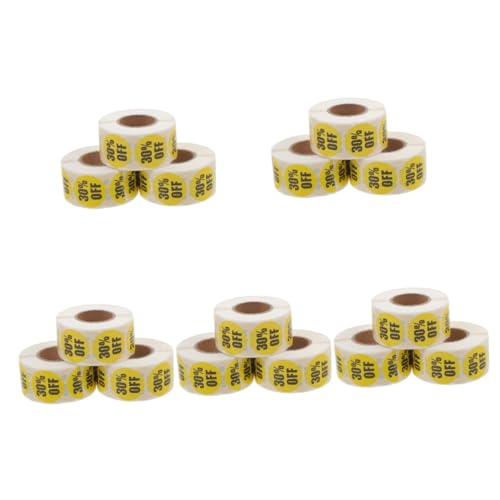 Tofficu 5 Sätze Logo-aufkleber Einzelhandelsetiketten Supermarktaufkleber Für Zeichen Farbige Aufkleber Klebrig Farbige Etiketten Aufkleber Farbige Runde Aufkleber Yellow 3 Rollen * 5 von Tofficu