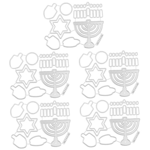 Tofficu 5 Stück Chanukka-Schneideschablonen hanukkah dekoration Stanzteile für die Kartenherstellung Weihnachtsstanzungen Urlaub Musical Kreis DIY stanzformen DIY Bastelschablone Silver von Tofficu