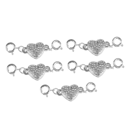 Tofficu 5 Stück DIY Herzförmiger Magnetverschluss Set Teiliges Schmuckzubehör für und Armbänder Stilvolle Verbindungselemente für Kreative Schmuckherstellung Silberfarben von Tofficu