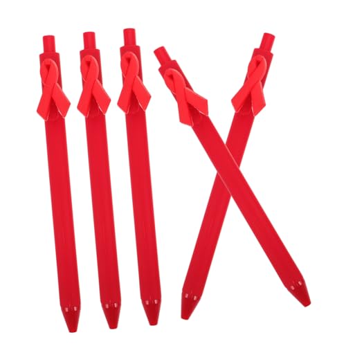 Tofficu 5 Stück Dekorativer Roter Ribbon Kugelschreiber Portabler Kunststoff Kugelschreiber mit Einzigartigem Bandschleifen Design für Wohltätigkeitsaktionen Krebsbewusstsein und Tofficu 5 Stück Dekorativer Roter Ribbon Kugelschreiber Portabler Kunststoff Kugelschreiber mit Einzigartigem Bandschleifen Design für Wohltätigkeitsaktionen Krebsbewusstsein und von Tofficu