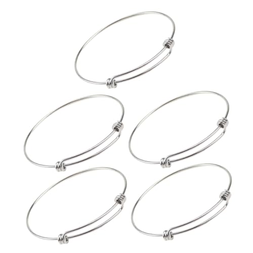 Tofficu 5 Stück Edelstahl Verstellbare Armreifen für Damen Blanke DIY Schmuckarmbänder Erweiterbare Komfortable Glatte Oberflächen Bastelzubehör für Personalisierte Armbänder von Tofficu