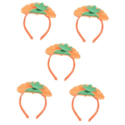 Tofficu 5 Stück Halloween-kürbis-stirnband Kopfschmuck Requisiten Erwachsene Halloween-elemente-stirnband Haarschmuck-requisite Stirnbänder Kürbis Kostüm Kürbis Hut Haarbänder Orange Stoff von Tofficu