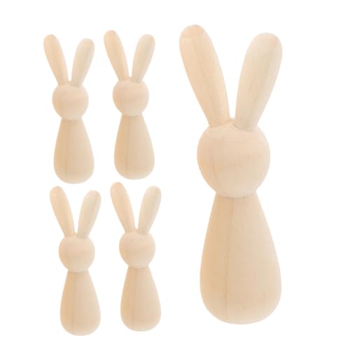 Tofficu 5 Stück Holzkaninchen Figuren Pack Unlackierte Hasen für Diy Basteln für Ostern Partys Wohnraumgestaltung und Projekte Tofficu 5 Stück Holzkaninchen Figuren Pack Unlackierte Hasen für Diy Basteln für Ostern Partys Wohnraumgestaltung und Projekte von Tofficu