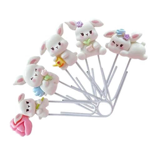 Tofficu 5 Stück Kaninchen-Büroklammer Häschen Briefpapier -Lesezeichen tierische Büroklammern süße Büroklammern Osterhasen-Clips Häschen-Büroklammer Office-Dokumentenklammern Metall von Tofficu
