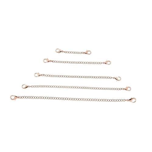 Tofficu 5 Stück Kettenverlängerung mit Krallenverschluss für Schmuckherstellung Roségold Robuste Verlängerungskette für DIY und Armbänder von Tofficu