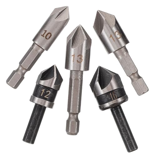 Tofficu 5 Stück Senkbohrer Set Teilig für Holzverarbeitung Kegelbohrer Präzises und Einfaches für Holz und Metallbearbeitung von Tofficu