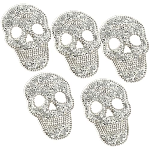 Tofficu 5 Stück Silberne -Strass-Aufnäher Zum Aufbügeln Aufnäher Im Glitzer-Stickstil Geeignet Zur Dekoration Von Kleidung Silber von Tofficu