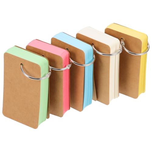 Tofficu 5 Stück Teiliges Blanko Memo karten Bunte DIY Lernkarten Papier Notizzettel für Schule Vokabeln Kleine Karteikarten zum Beschriften und Mitnehmen von Tofficu