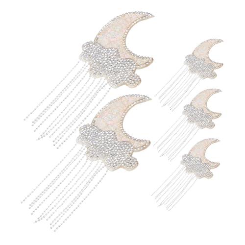 Tofficu 5 Stück Teiliges Mond Wolken-patches mit Selbstklebenden Strass-applikationen und Eleganten Quasten Hitzebeständige Glitzer-aufnäher zur Individuellen Verzierung von Kleidung Jeans von Tofficu
