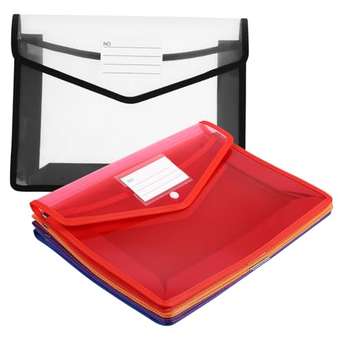 Tofficu 5 Stück Teiliges Ordner mit Druckknopfverschluss Transparente Dokumententaschen für Dokumente Große Kapazität für Büro und Zuhause von Tofficu