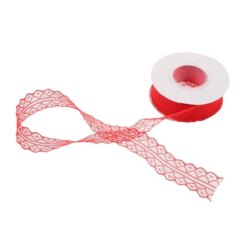 Tofficu 5 Stück Teiliges Vintage Spitzenband Rot mit Floralem Stickmuster Elegantes Geschenkband für Hochzeitsdekoration Blumenarrangements DIY Bastelprojekte und Geschenkverpackungen von Tofficu