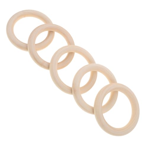 Tofficu 5 Stück Unvollendete Holzringe Solidem Holz für Makramee Schmuckdesign und DIY Handwerk Vielseitig Einsetzbar von Tofficu