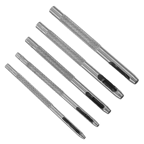 Tofficu 5-Teiliges Set Lederstanzwerkzeug klein Grommet Gürtel Locher für Löcher industriell Hochleistungs-Lochstanze Ösenschlag Hole Punch Tool Schlag-Kit Lochwerkzeug Stahl Silber von Tofficu