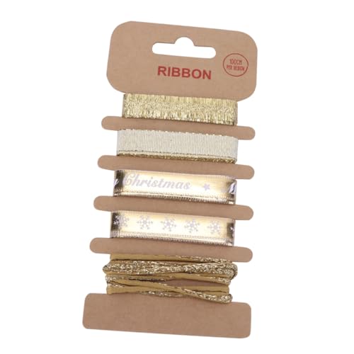 Tofficu 5 Weihnachtsband Weihnachtsdekorationen Handwerksband Band Zum Basteln Weihnachten Schleife Partyzubehör Verpackungsband Dekoratives Band Partyband Cartoon-band Golden Stoff von Tofficu