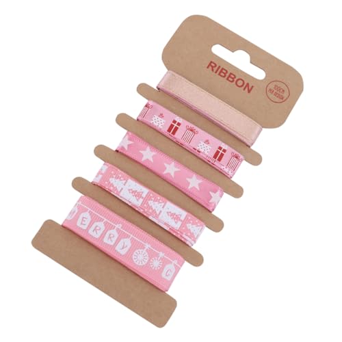 Tofficu 5 Weihnachtsband ribbon stoffband weihnachten festivalbändchen Geschenkband-Set Weihnachtsdekoband rotes Band Weihnachtsdekoration für Gold Schleife Handwerksband Partyzubehör Rosa von Tofficu