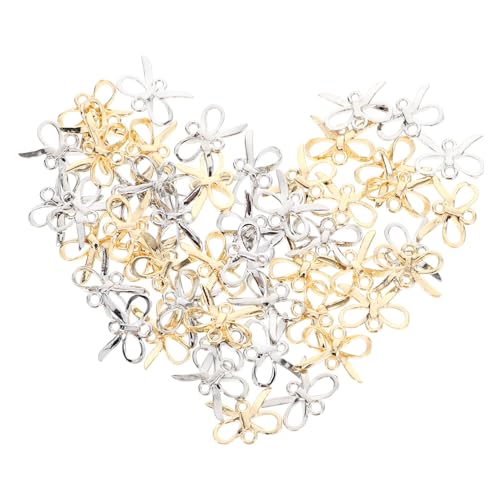 Tofficu 50 Stück Doppelt hängende Schleifenohrringe Schlüssel groß Verzierungen Van machen Bogen für armbander geburtstagsgeschenke Schmuckzubehör Charms Armband-Anhänger-Glieder Legierung von Tofficu