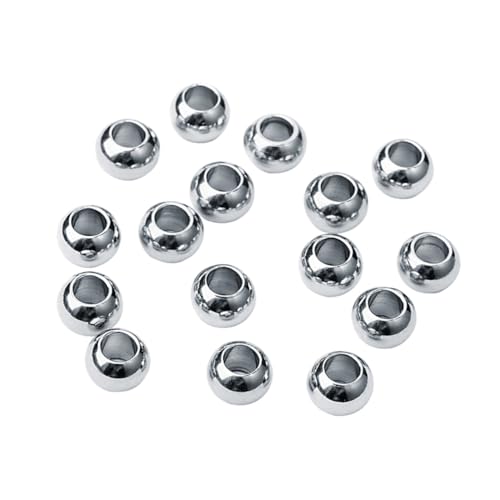 Tofficu 50 Stück Edelstahl Perlen mit Großem Loch Runde DIY Schmuckperlen zum Basteln von Armbändern Halsketten und Schmuckzubehör Rostfrei und Korrosionsbeständig für Handarbeiten Tofficu 50 Stück Edelstahl Perlen mit Großem Loch Runde DIY Schmuckperlen zum Basteln von Armbändern Halsketten und Schmuckzubehör Rostfrei und Korrosionsbeständig für Handarbeiten von Tofficu