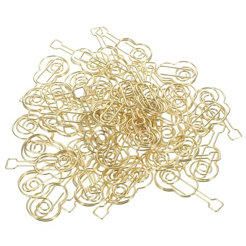 Tofficu 50 Stück Geformte Büroklammer Jumbo süße Büroklammern Hochzeit Büroklammern Violine-Büroklammer büromaterial papierklemmen kleine Büroklammern lustige Papierclips Metall Golden von Tofficu