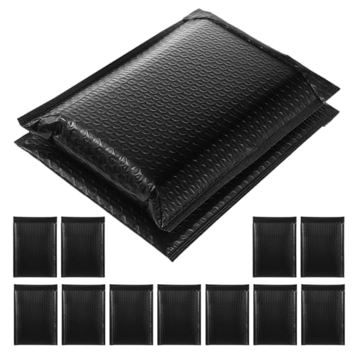 Tofficu 50 Stück Gepolsterte Schwarze Luftpolster-versandtaschen Selbstklebend Reißfest Versandumschläge für Kleidung Make-up Zubehör Sichere Verpackung von Tofficu