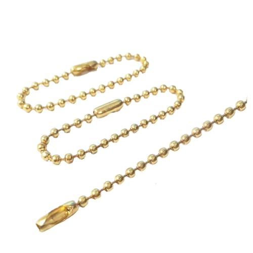 Tofficu 50 Stück Goldfarbene Metall Kugelkette Einstellbar Lange Keychain Tag Schlüsselringe Stahl Perlenkette Verbindbar Für Hundemarken und Schmuckherstellung von Tofficu