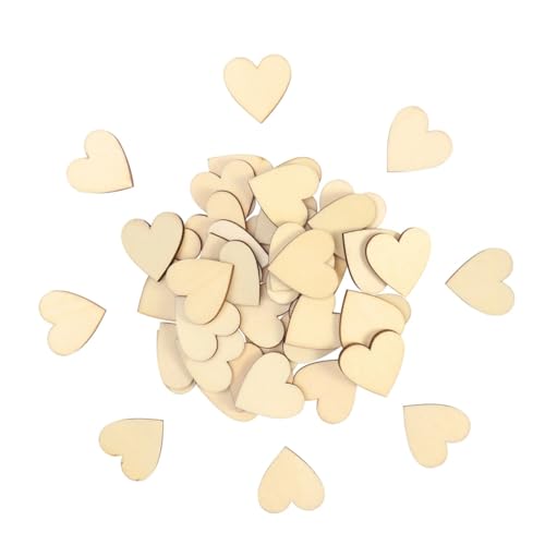 Tofficu 50 Stück Herz Holzscheiben für DIY Bastelprojekte Unbehandelte Log Discs Naturholz für Dekoration Scrapbooking und Mehr von Tofficu