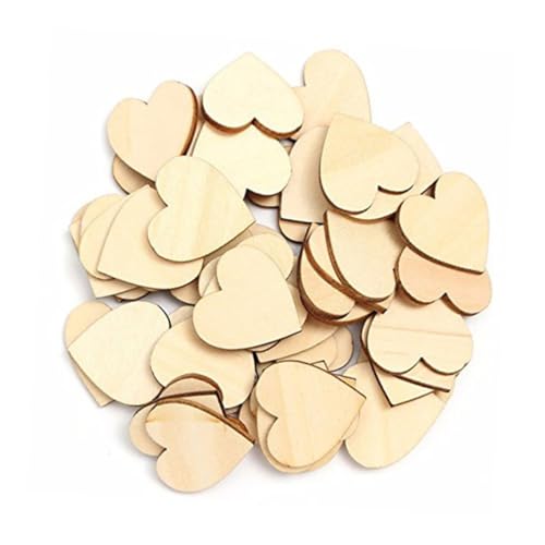 Tofficu 50 Stück Holzherzen Scheiben mit Rinde Natürliche Blanko Holzplättchen für DIY Basteln Scrapbooking Dekoration und Schmuckherstellung Lindenholzfarbene Holzdeko für Kreative von Tofficu