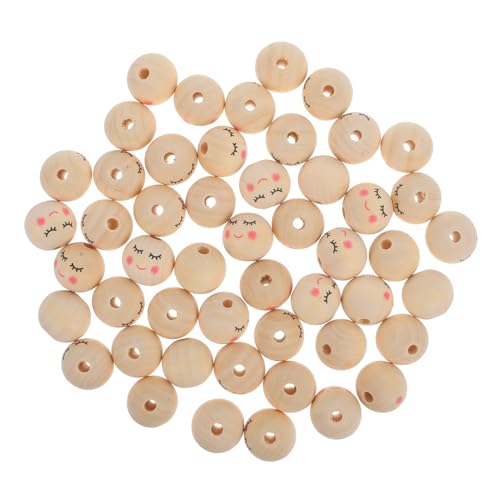 Tofficu 50 Stück Holzperlenzubehör UV für Wohnung Schüttgut klein schmuckherstellung dekoration DIY-Zubehör Bastelzubehör Holzperlenketten Holzhandwerksformen Holzperlen zum Basteln von Tofficu