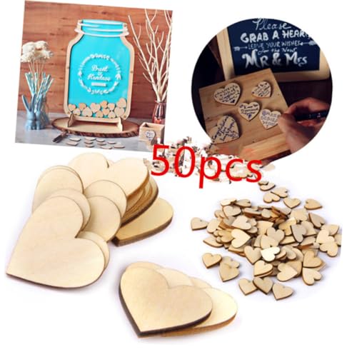 Tofficu 50 Stück Holzscheiben mit Rinde Natürliche Herzform Holzscheiben für DIY Bastelprojekte Scrapbooking Dekoration und Kunsthandwerk Ungebleichte Holzplatten zum Bemalen und von Tofficu