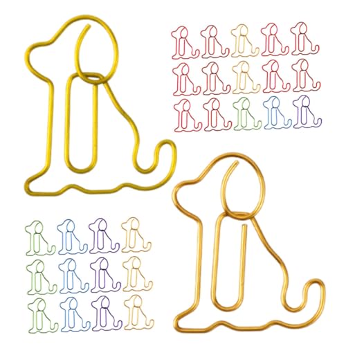 Tofficu 50 Stück Hunde-Büroklammer geformt Schild Büroklammern für Sammelalben Clip süße Büroklammern briefumschlag briefumschläge dog kleine Büroklammern praktische Büroklammern Metall von Tofficu