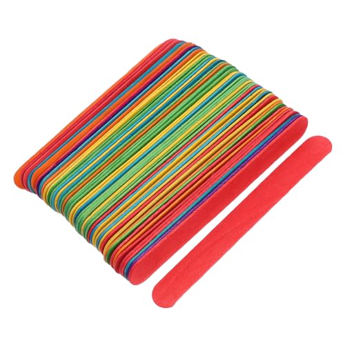 Tofficu 50 Stück Jumbo Eisstiele Bunte Holzstäbchen für Bastelprojekte DIY Kreativset Vielseitig Einsetzbar für Schule und Zuhause von Tofficu