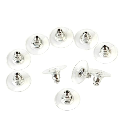 Tofficu 50 Stück Metall Ohrstecker Verschluss mit Weißer Kunststoffauflage Langlebige und Leichte Earring Clutch für Sicheren Halt Schmuckzubehör für Alltag und Reisen von Tofficu