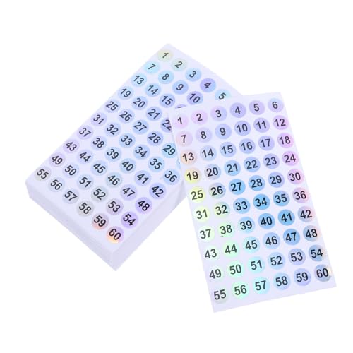 Tofficu 50 Stück Rund Nummernaufkleber Wasserdichte Selbstklebende Etiketten für Inventarorganisation Bunte Klare Runde Labels für Verschiedene Anwendungen von Tofficu