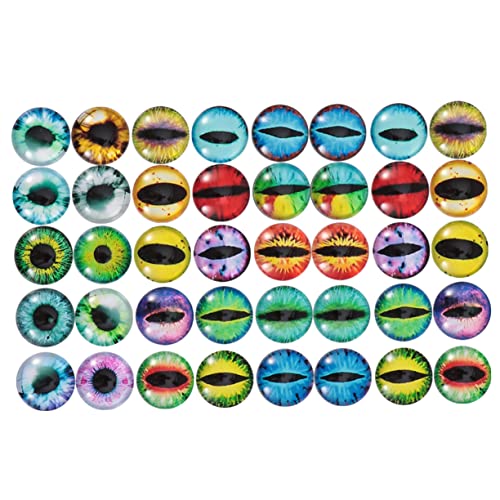Tofficu 50 Stück Runde Tieraugen Cabochons DIY Schmuck Charms Zubehör für Ohrringe Ringe Puppen und Bastelprojekte Zufällige Farben Zufällige Farbe Zufällige Farbe von Tofficu