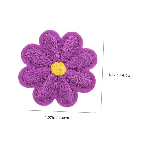 Tofficu 50 Stück Teiliges Bestickte Blumen Aufnäher zum Aufbügeln Violette Blumen Applikationen mit Hitzebeständigem Kleber Stabile Haftung für Jeans Hüte Rucksäcke DIY Nähzubehör von Tofficu