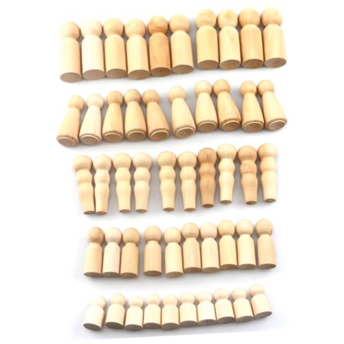 Tofficu 50 Stück Teiliges DIY Holzfiguren zum Bemalen Fünfköpfige Puppenfamilie aus Holz Glatte Oberfläche Leicht und Langlebig Originelles Bastelset für Erwachsene Holzdeko für Zuhause von Tofficu