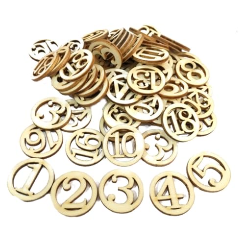 Tofficu 50 Stück Teiliges Holz zahlenfiguren aus Hochwertigem Holz Robust Langlebig DIY Bastelverzierung für Handarbeiten und Partydekorationen Geeignet für Geburtstag Hochzeit von Tofficu