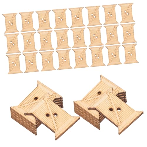 Tofficu 50 Stück Wickelbrett Holzspäne Holz Garnspule Holz Nähmaschine Zubehör Holzspulenhalter für Handarbeiten Stricken Garnspulen-Spulenwickler Strickwerkzeug Strickgarnspule Beige von Tofficu